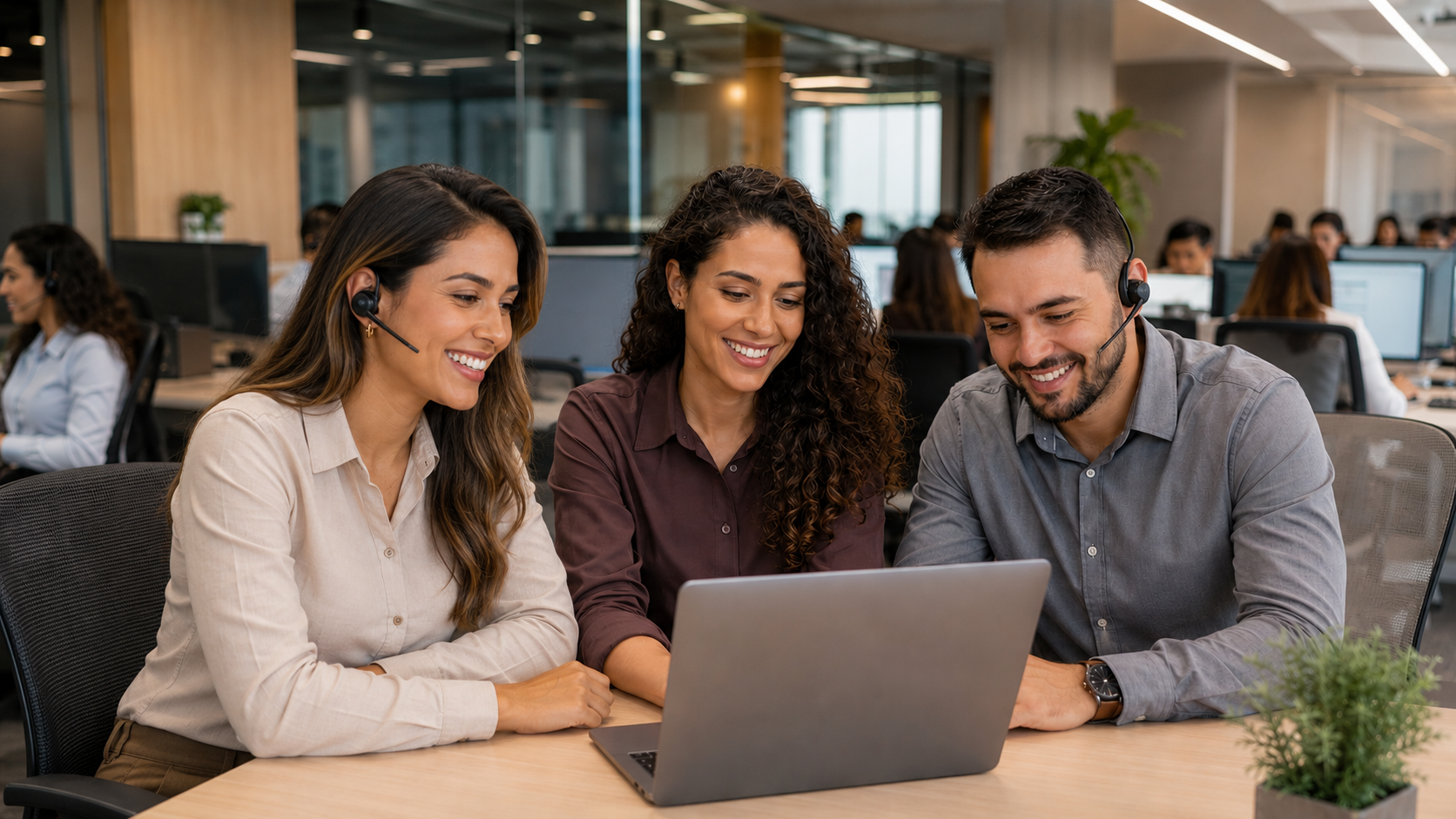Equipe de atendimento Next IP em ambiente corporativo